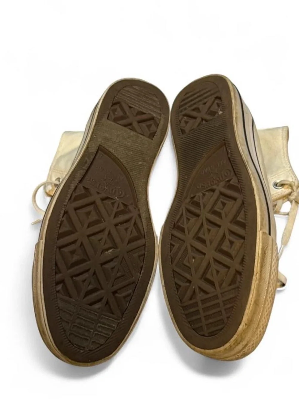 Beat up Converse High Top Sneakers in Tan Canvas - Picture 2 of 7